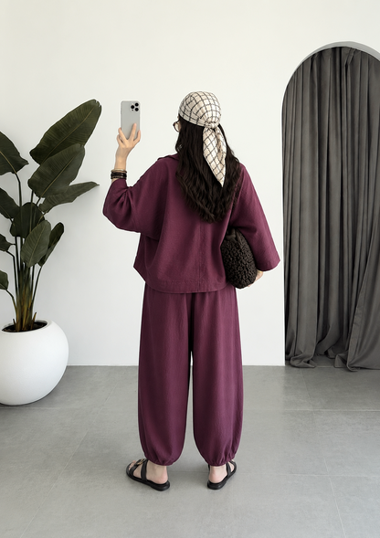 Oysho model linen co-ord set