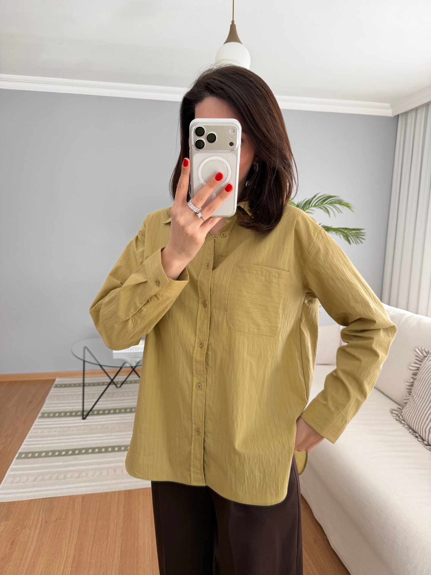 Striped poplin shirt with pocket