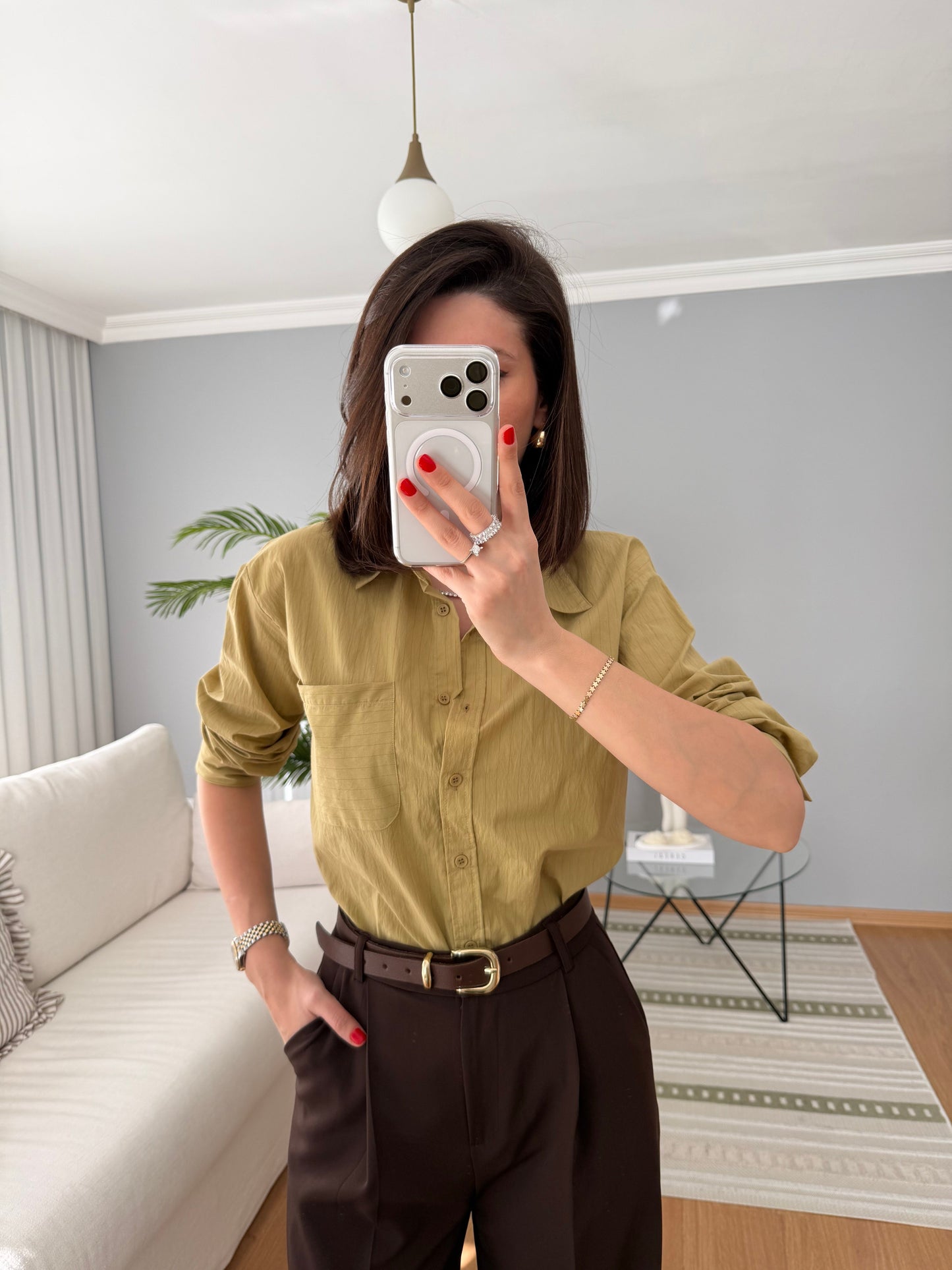 Striped poplin shirt with pocket