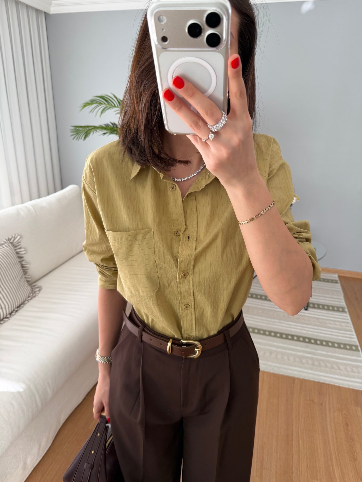 Striped poplin shirt with pocket