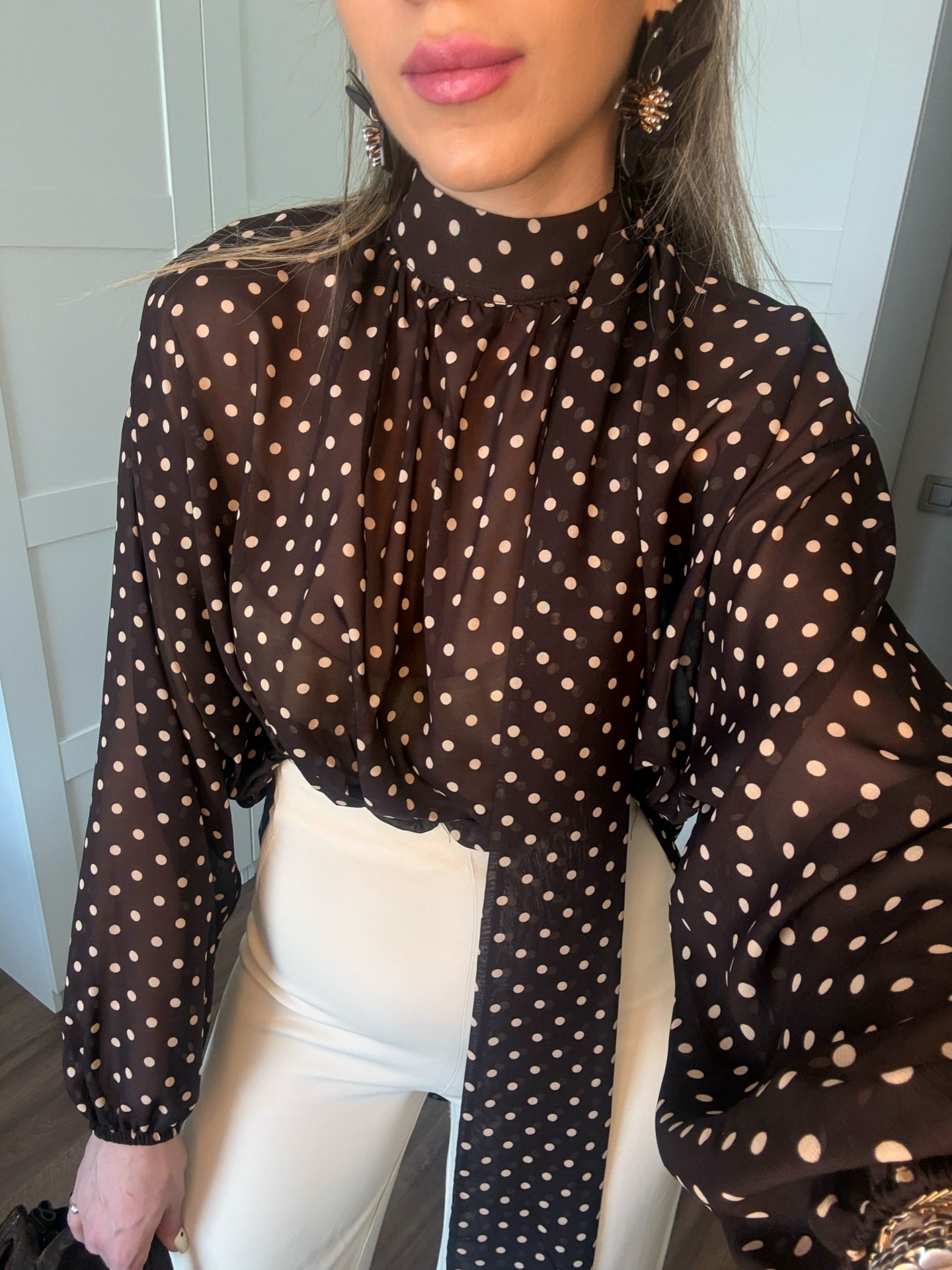 CHIFFON POLKA DOT BLOUSE