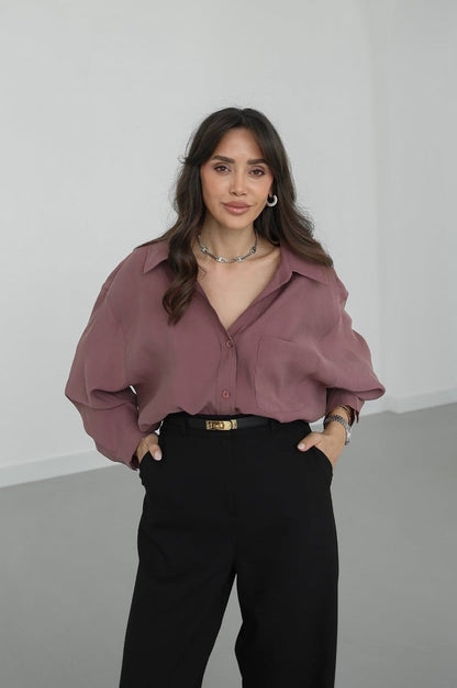 Modal fabric oversized shirt-Dusty Rose