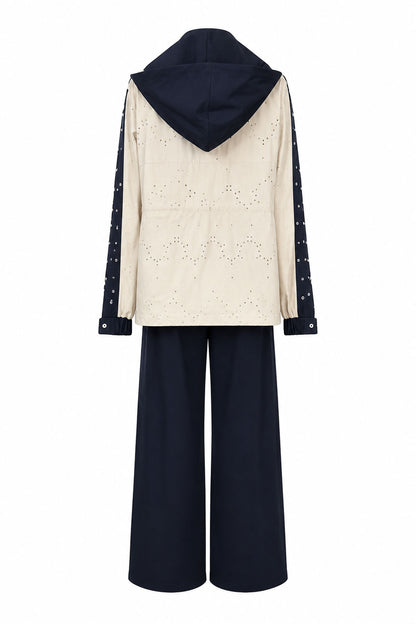 Embroidered Detail Design Set - navy blue