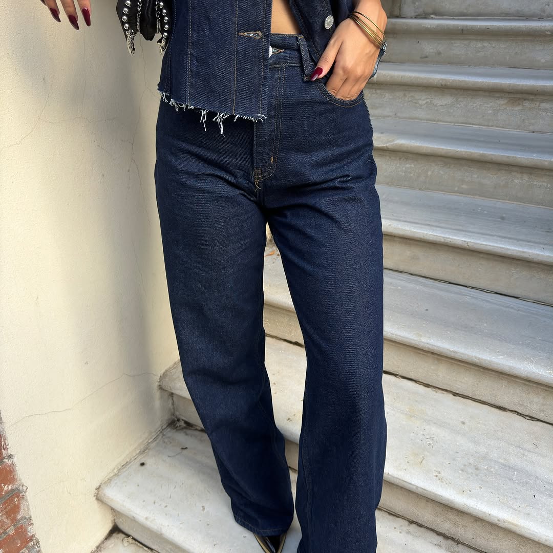 vest with straight leg trouser jeans set
