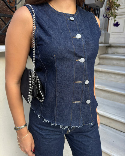 vest with straight leg trouser jeans set