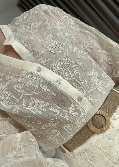 Beige textured fabric Skirt Set