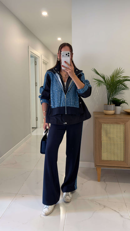 Roast Sequin Detail Premium Two-Piece Set - light blue