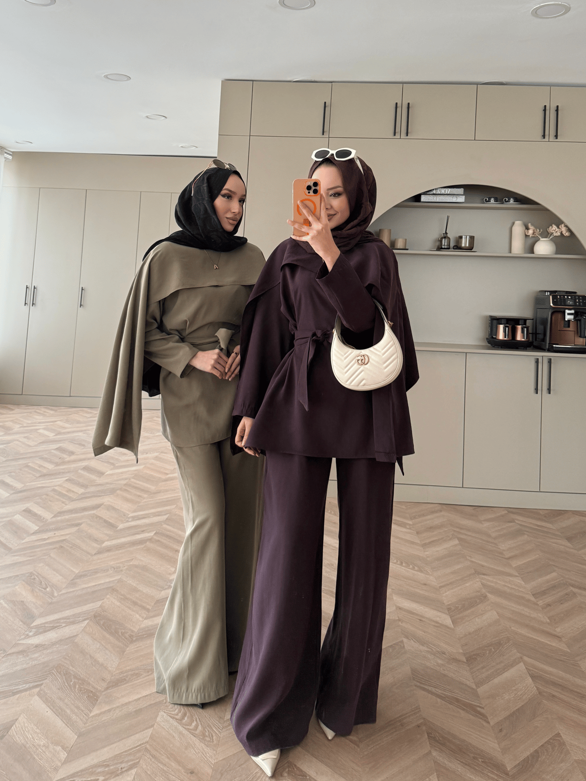 Olive Green Cape Style Two-Piece Set