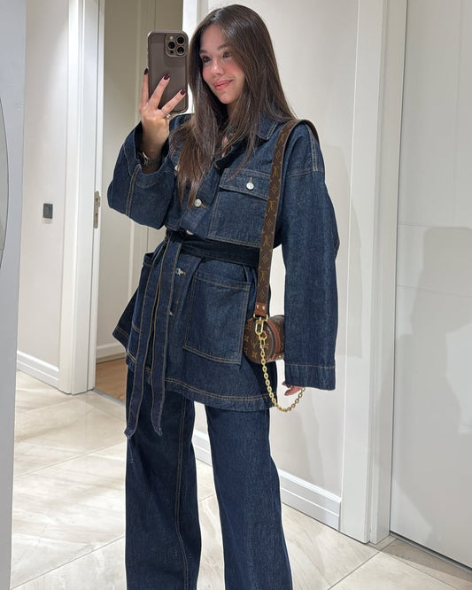 Belted jeans co-ord set