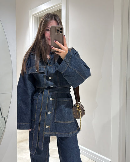 Belted jeans co-ord set