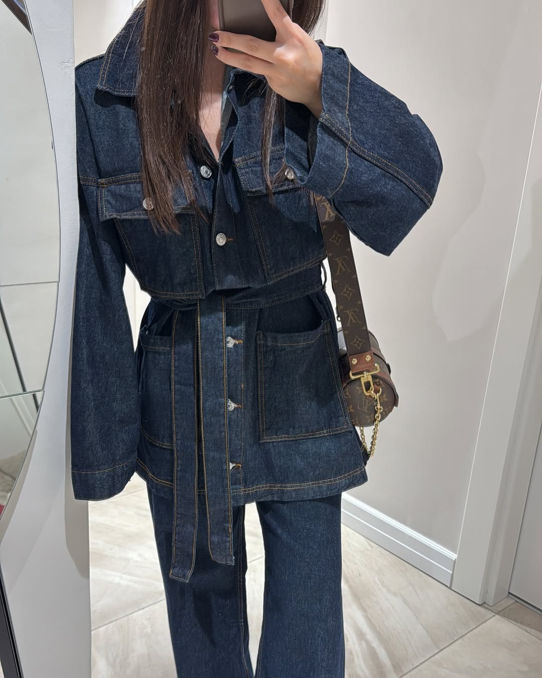 Belted jeans co-ord set
