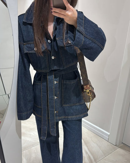 Belted jeans co-ord set
