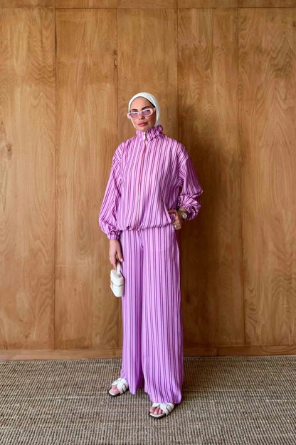Striped satin co-ord set