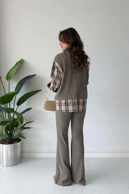 Shirt Detailed Knitted Trouser Set