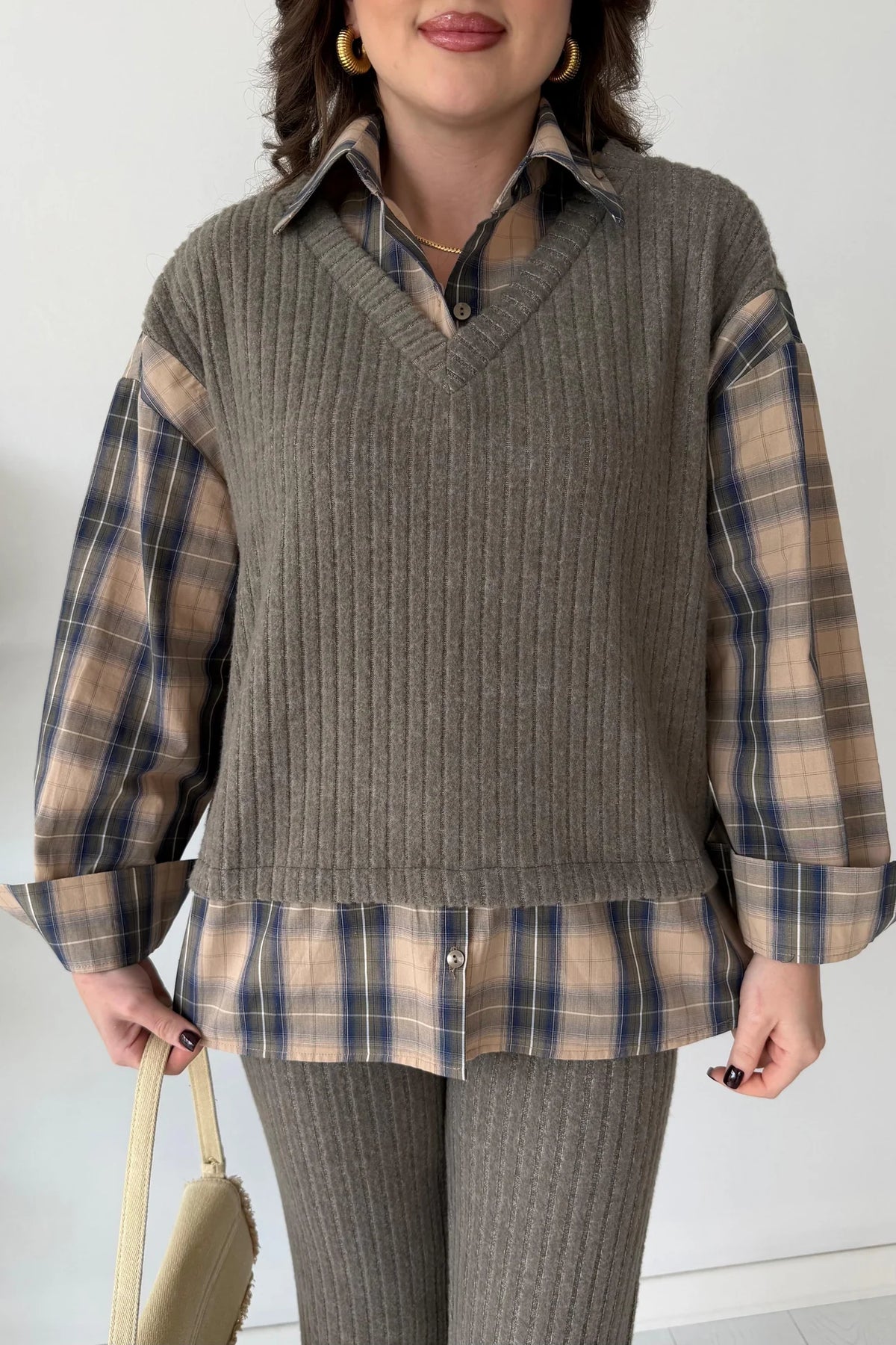 Shirt Detailed Knitted Trouser Set