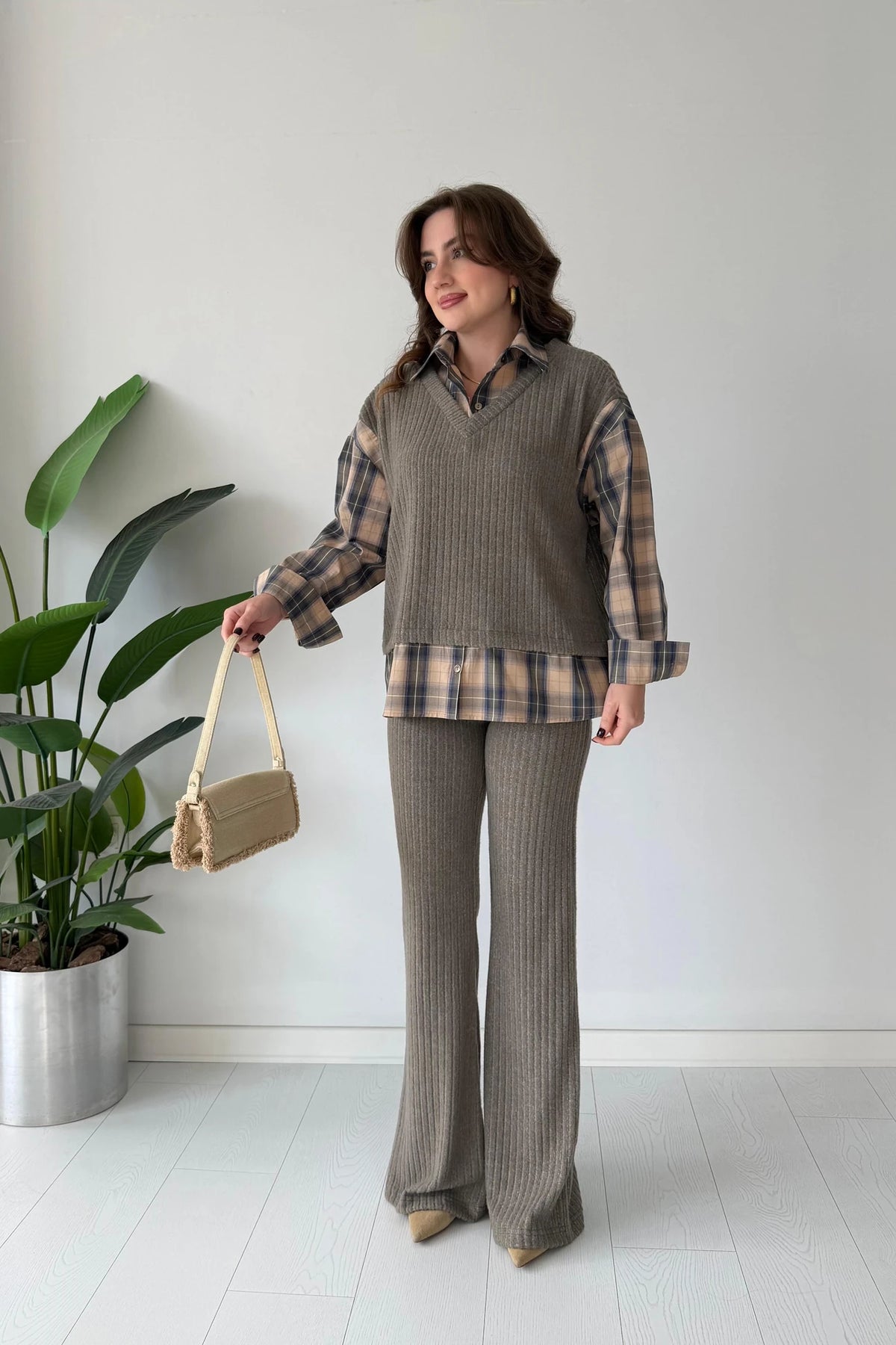 Shirt Detailed Knitted Trouser Set