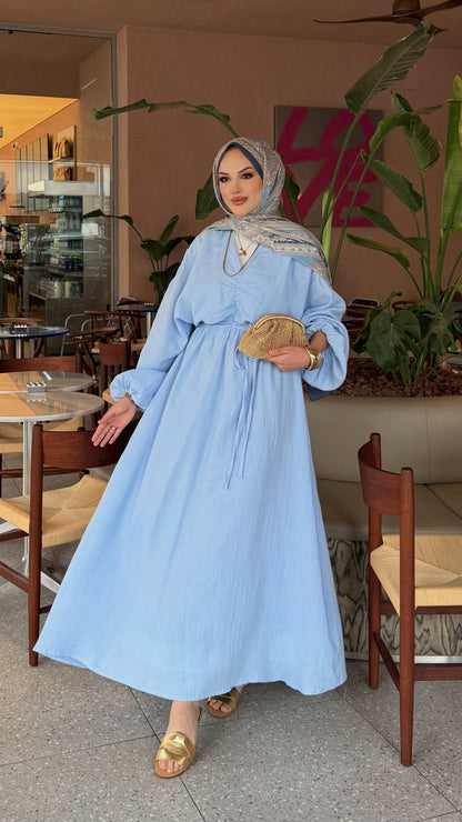 Muslin boheme belted dress