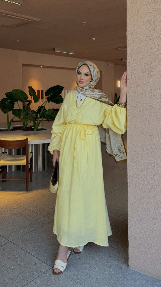 Muslin boheme belted dress