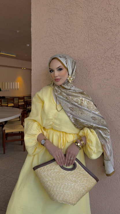 Muslin boheme belted dress
