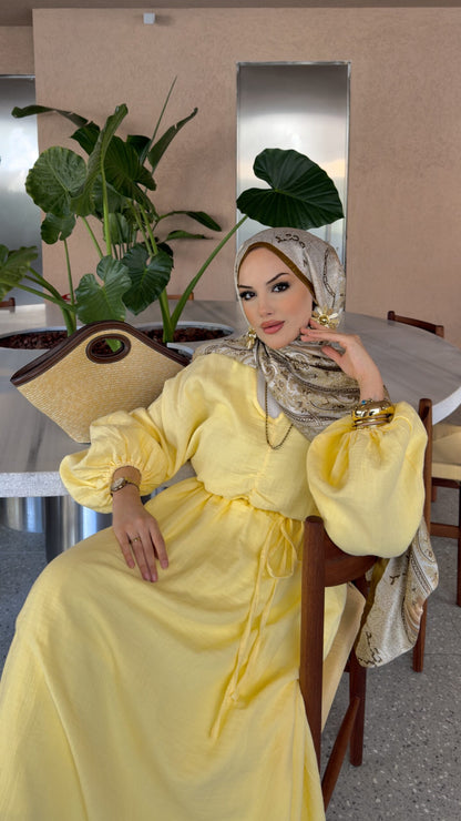 Muslin boheme belted dress