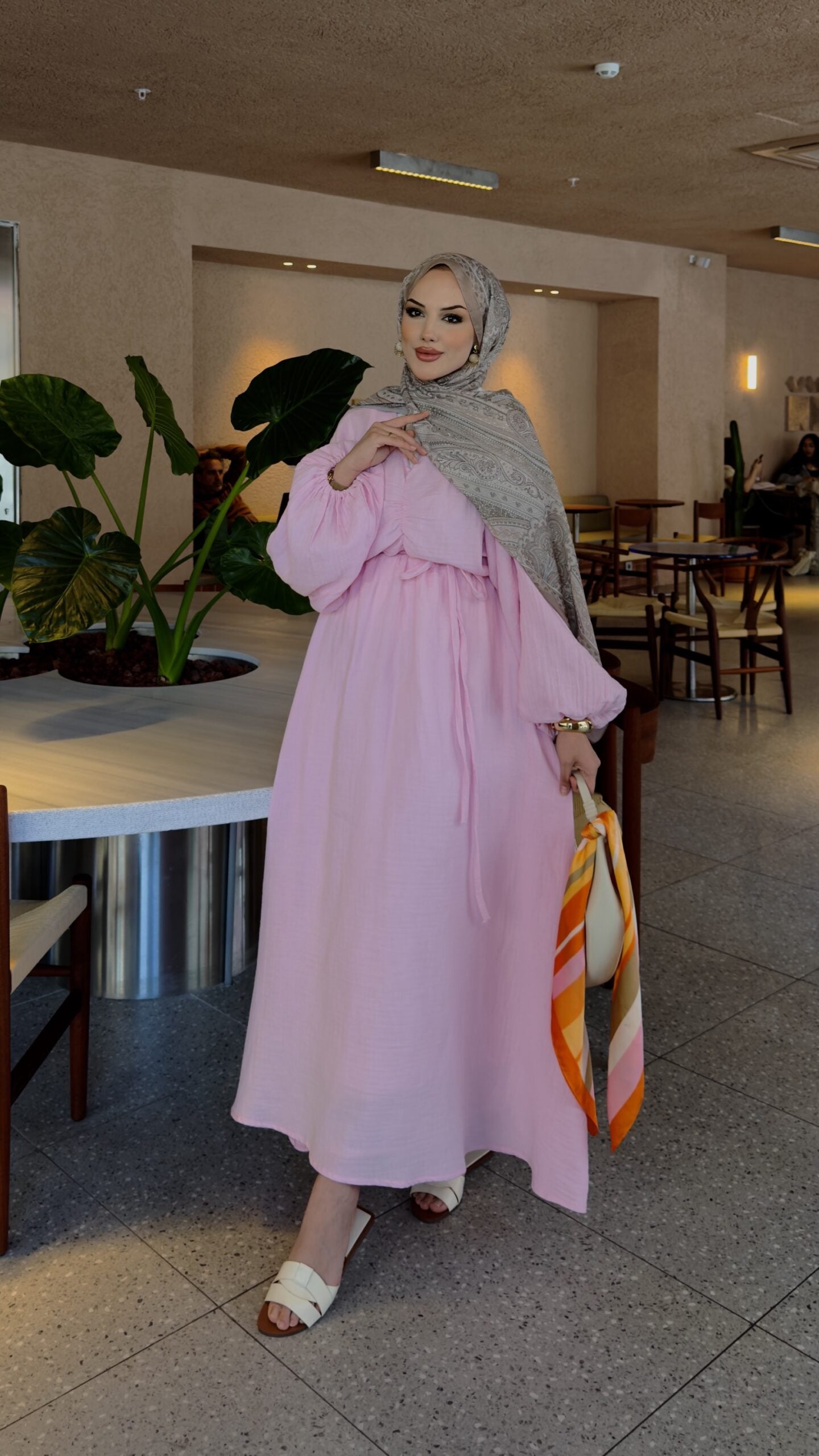Muslin boheme belted dress