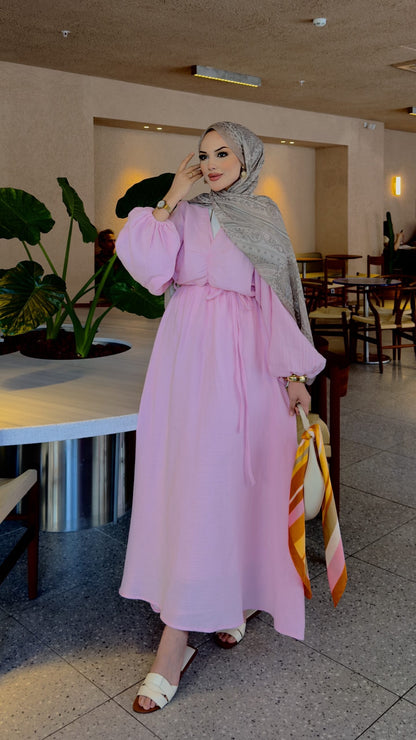 Muslin boheme belted dress