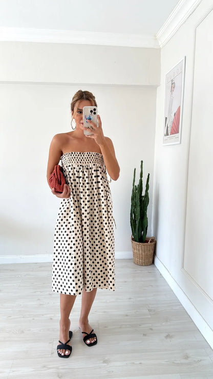 Polka Dot Skirt with Elastic Waistband