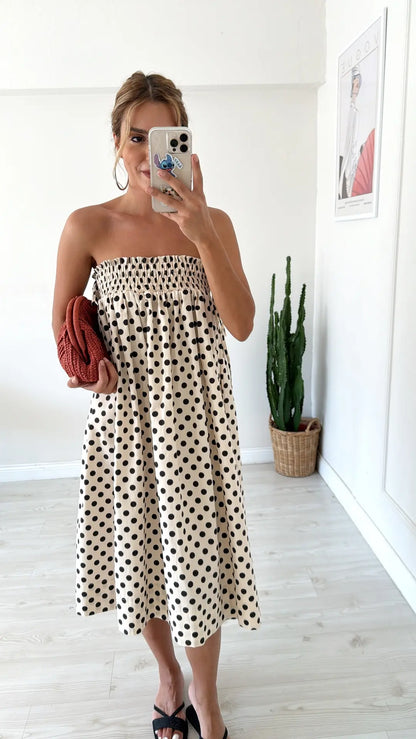 Polka Dot Skirt with Elastic Waistband