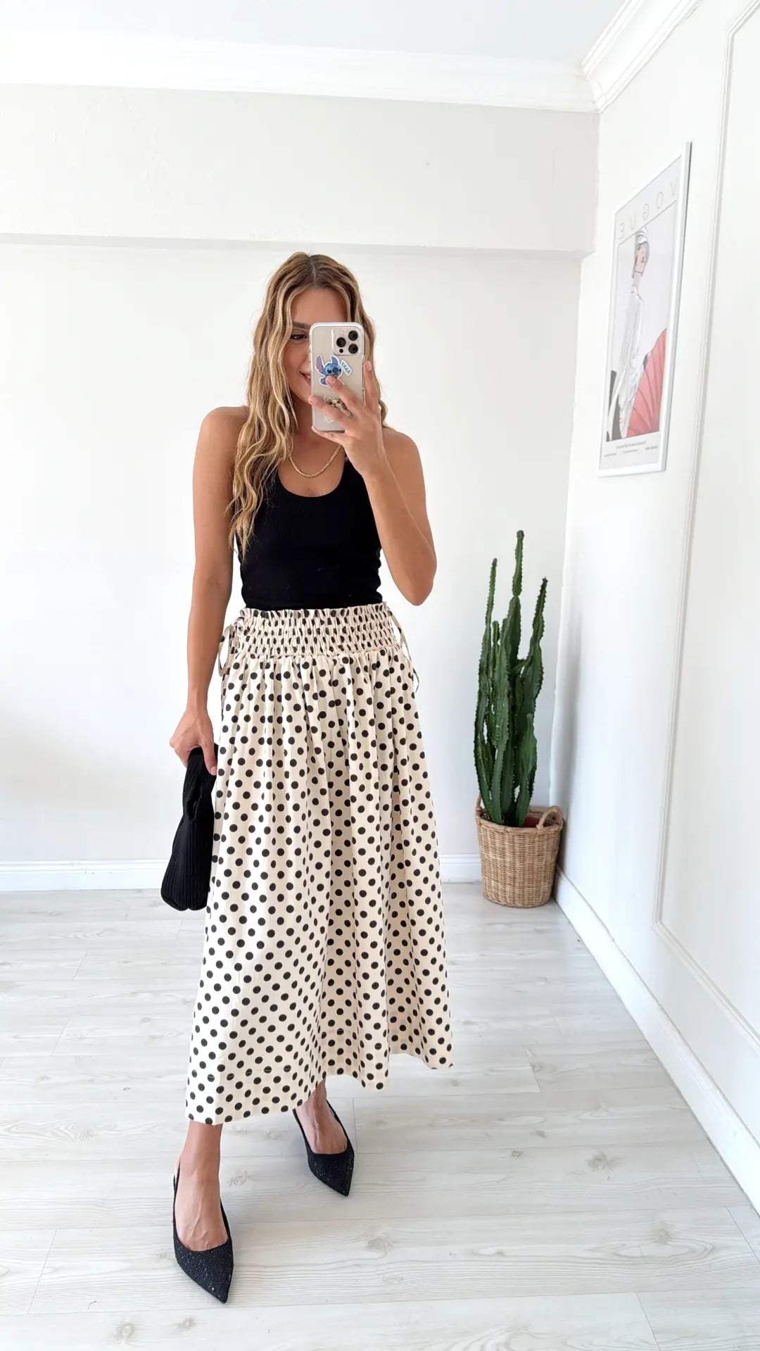 Polka Dot Skirt with Elastic Waistband