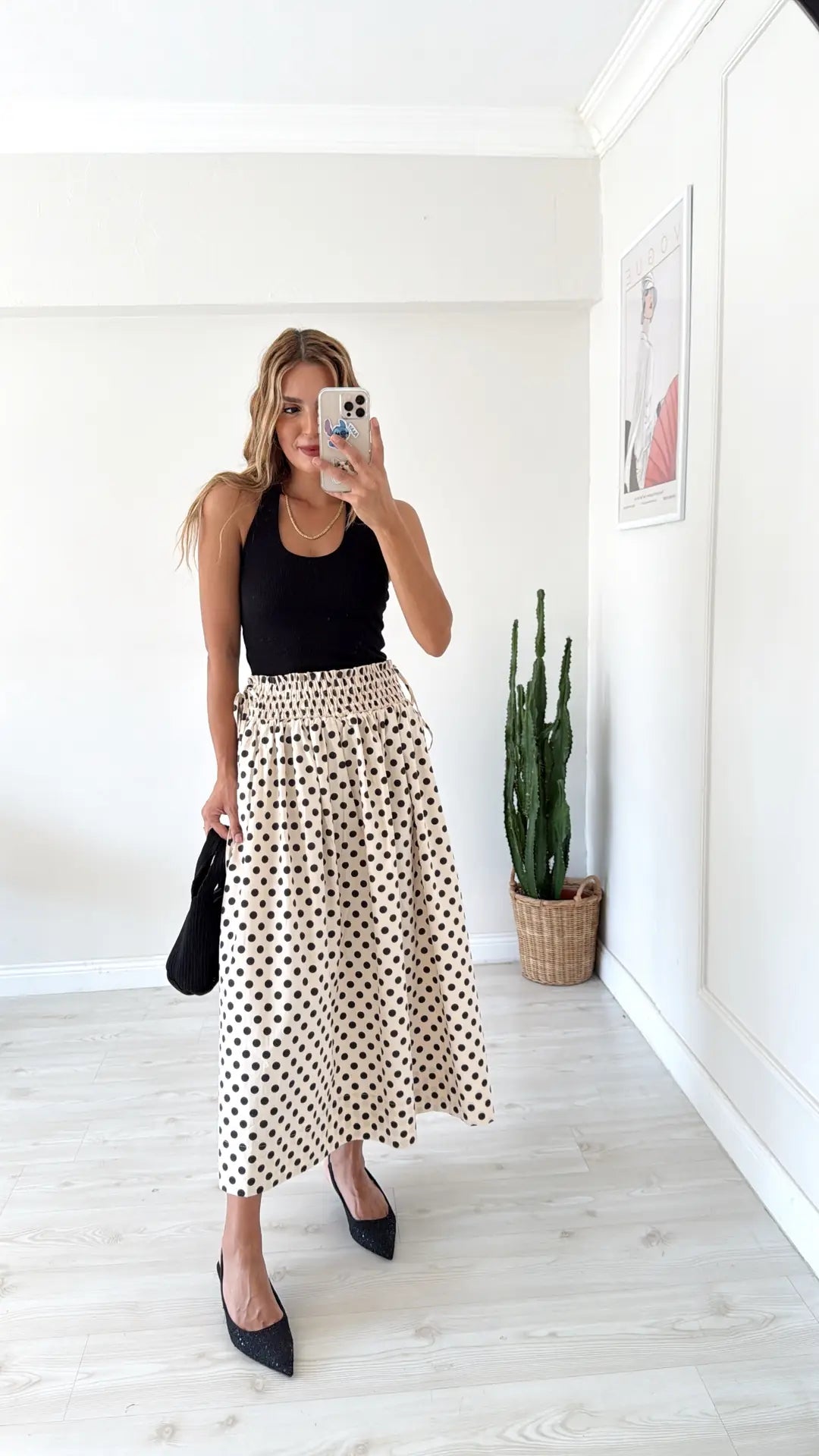 Polka Dot Skirt with Elastic Waistband