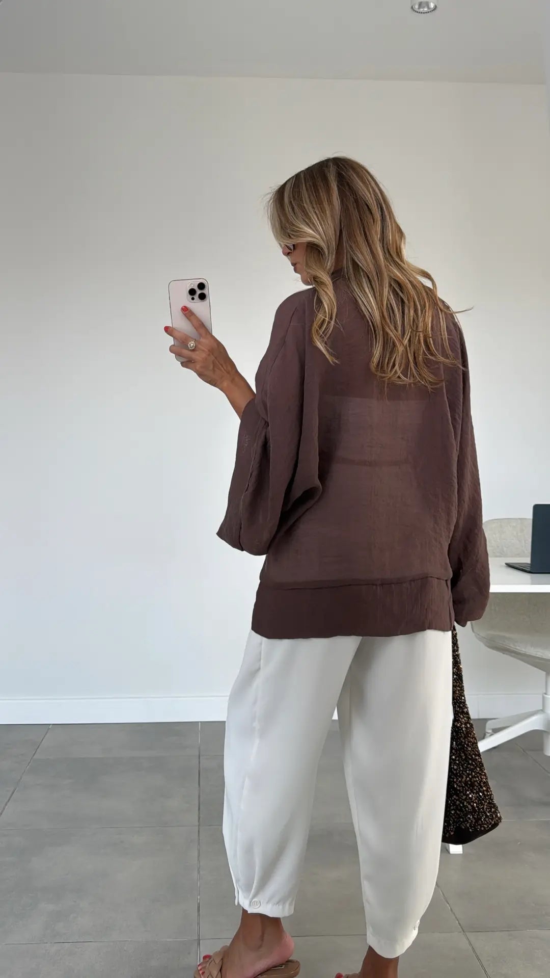 Chinese Buttoned Transparent Shirt Khaki