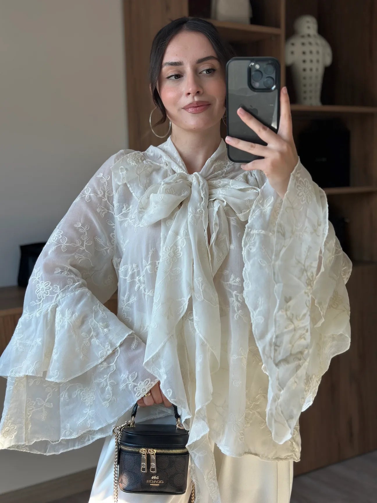 Embroidered Elegant Shirt Beige