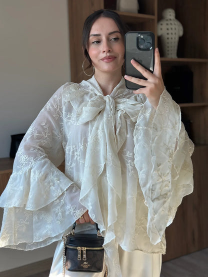 Embroidered Elegant Shirt Beige