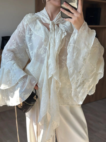 Embroidered Elegant Shirt Beige