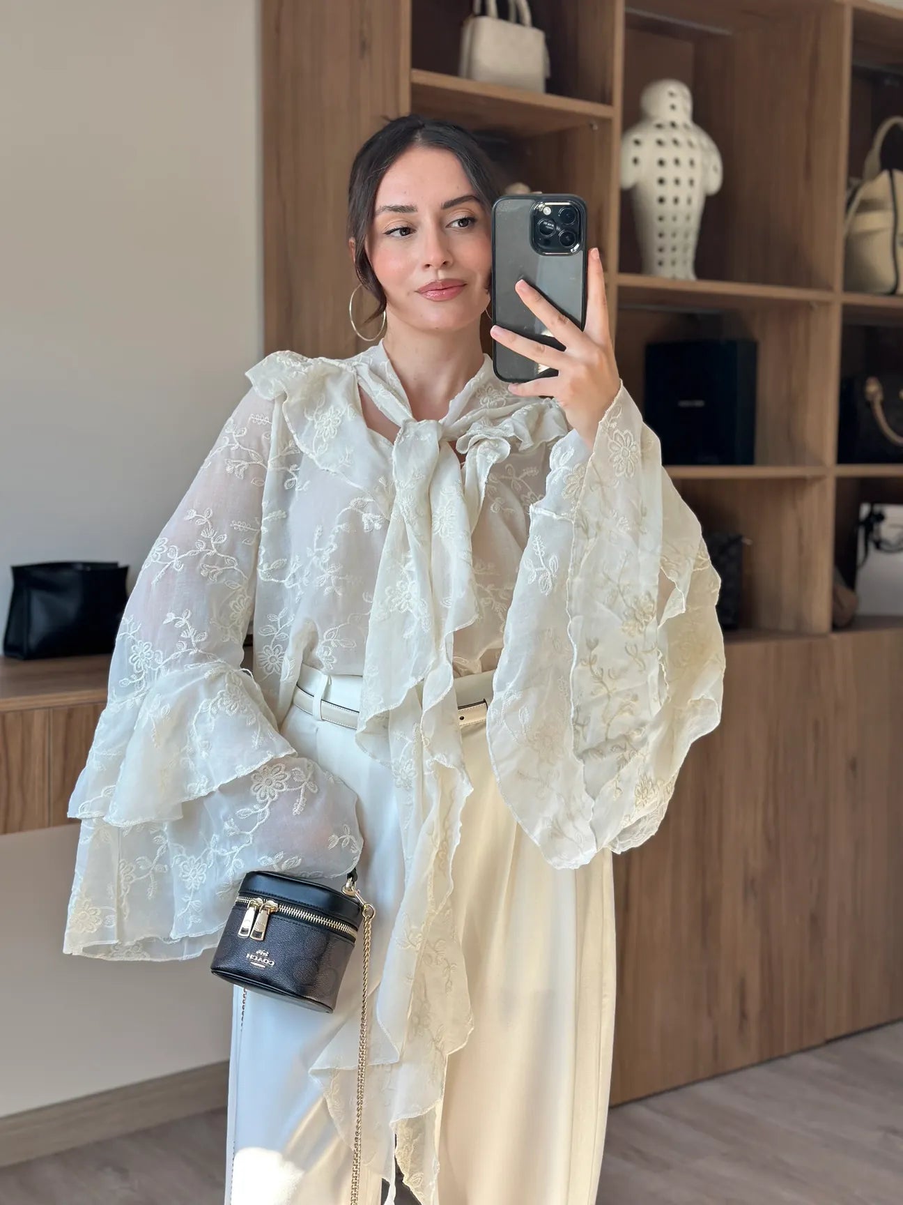Embroidered Elegant Shirt Beige