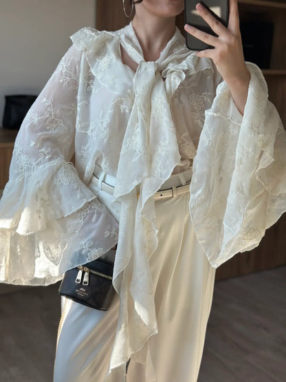 Embroidered Elegant Shirt Beige