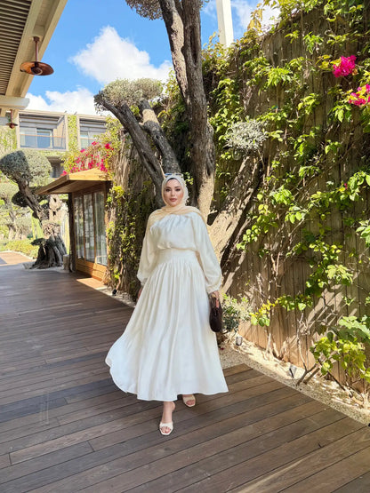 Designer Blouse waist detailed skirt Set - white