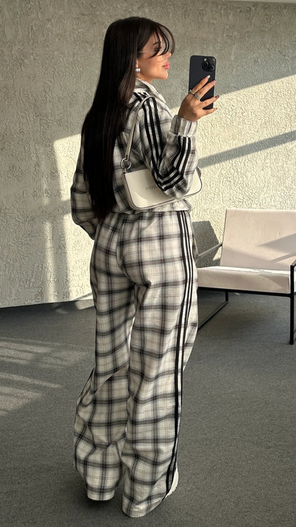 Norden Plaid Pattern Set with Stripe Detail