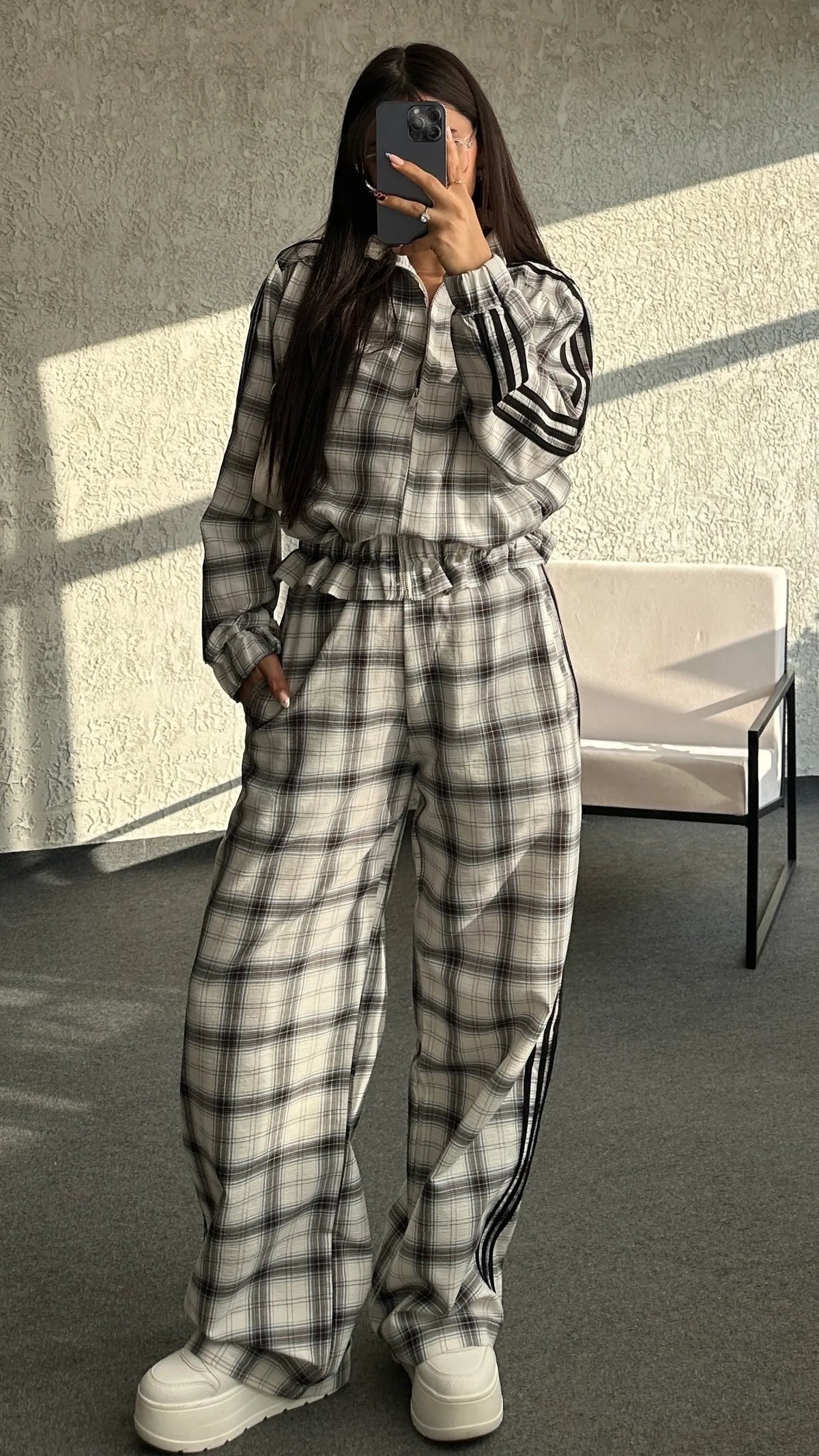 Norden Plaid Pattern Set with Stripe Detail