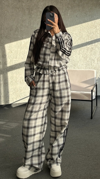 Norden Plaid Pattern Set with Stripe Detail