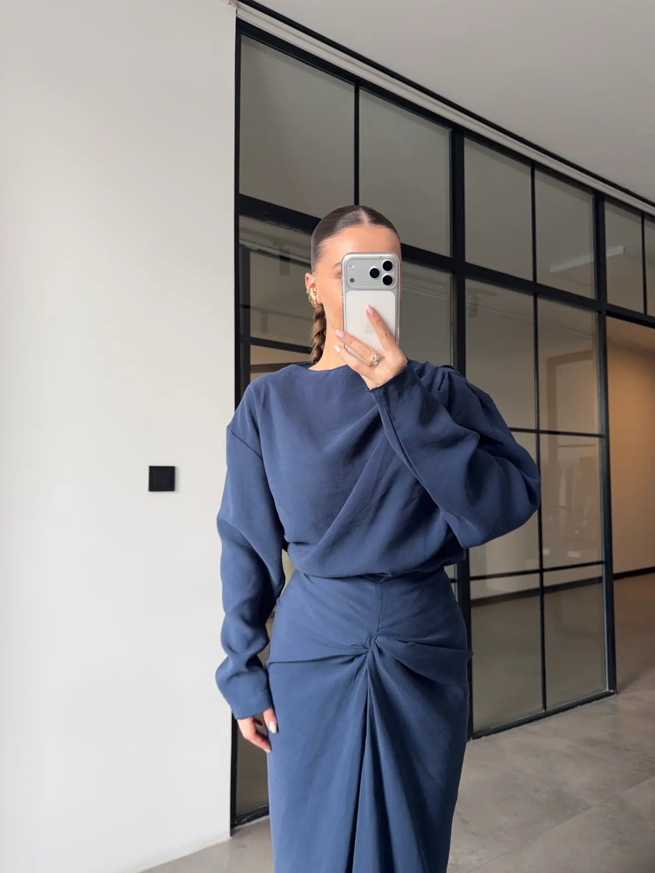 ASYMMETRICAL BLOUSE AND RUFFLED SKIRT SET