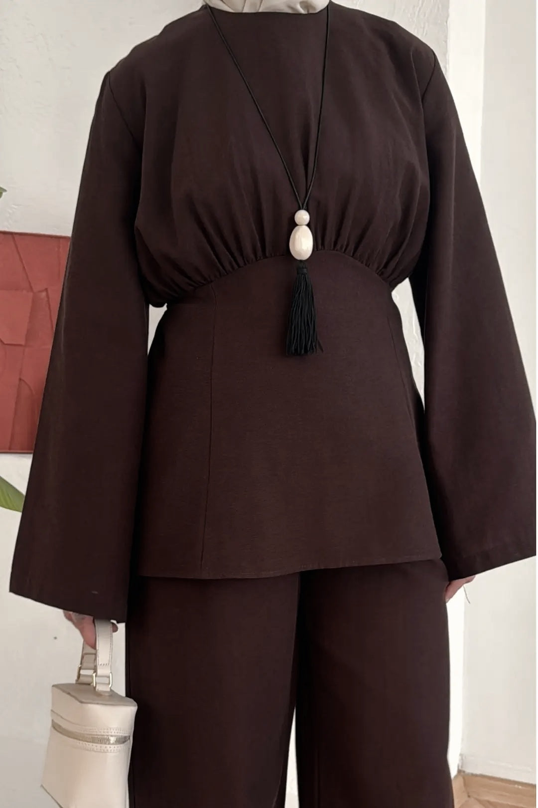 Linen co-ord set- brown