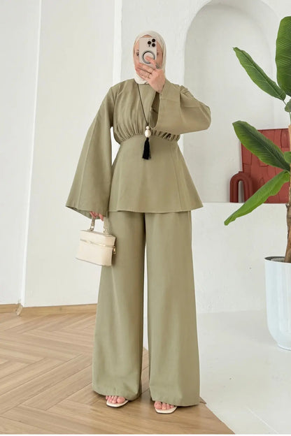 Linen co-ord set - olive green