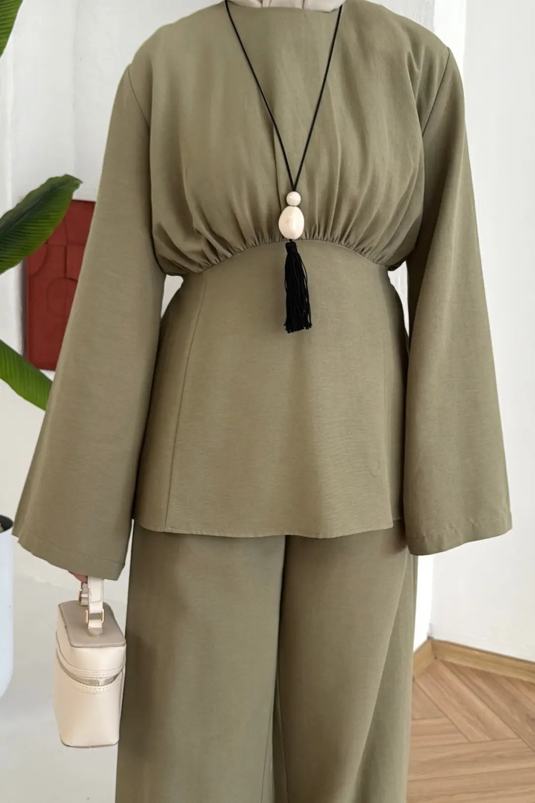 Linen co-ord set - olive green