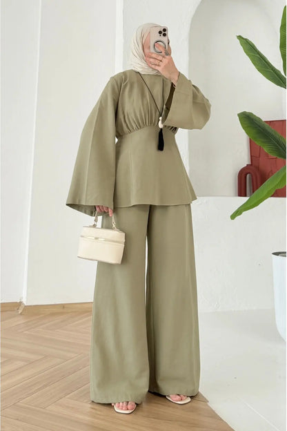 Linen co-ord set - olive green