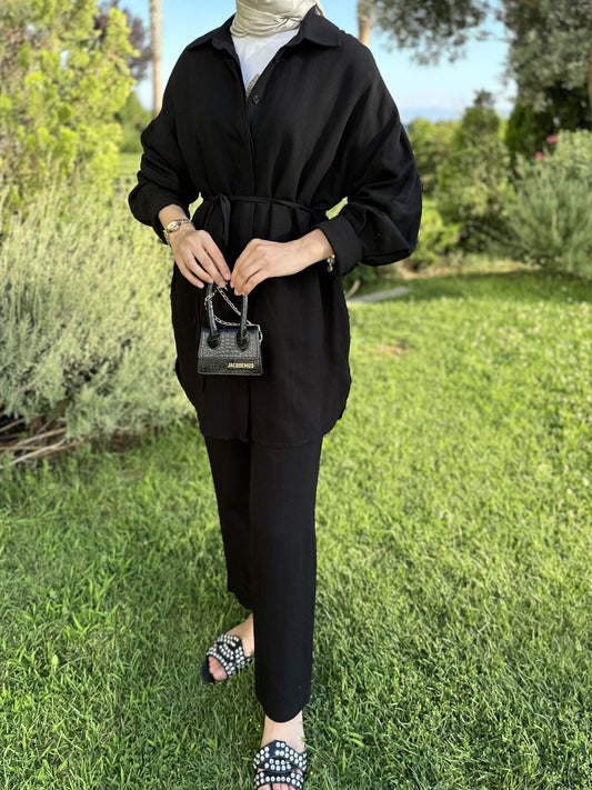 Linen co-ord set with belt