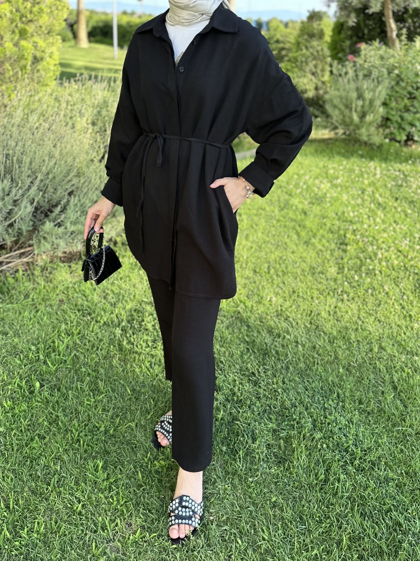 Linen co-ord set with belt