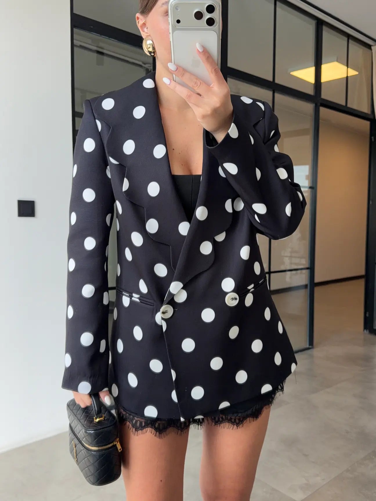 Polka Dot blazer - black