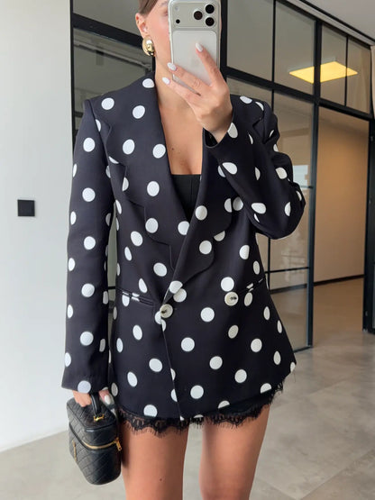 Polka Dot blazer - black