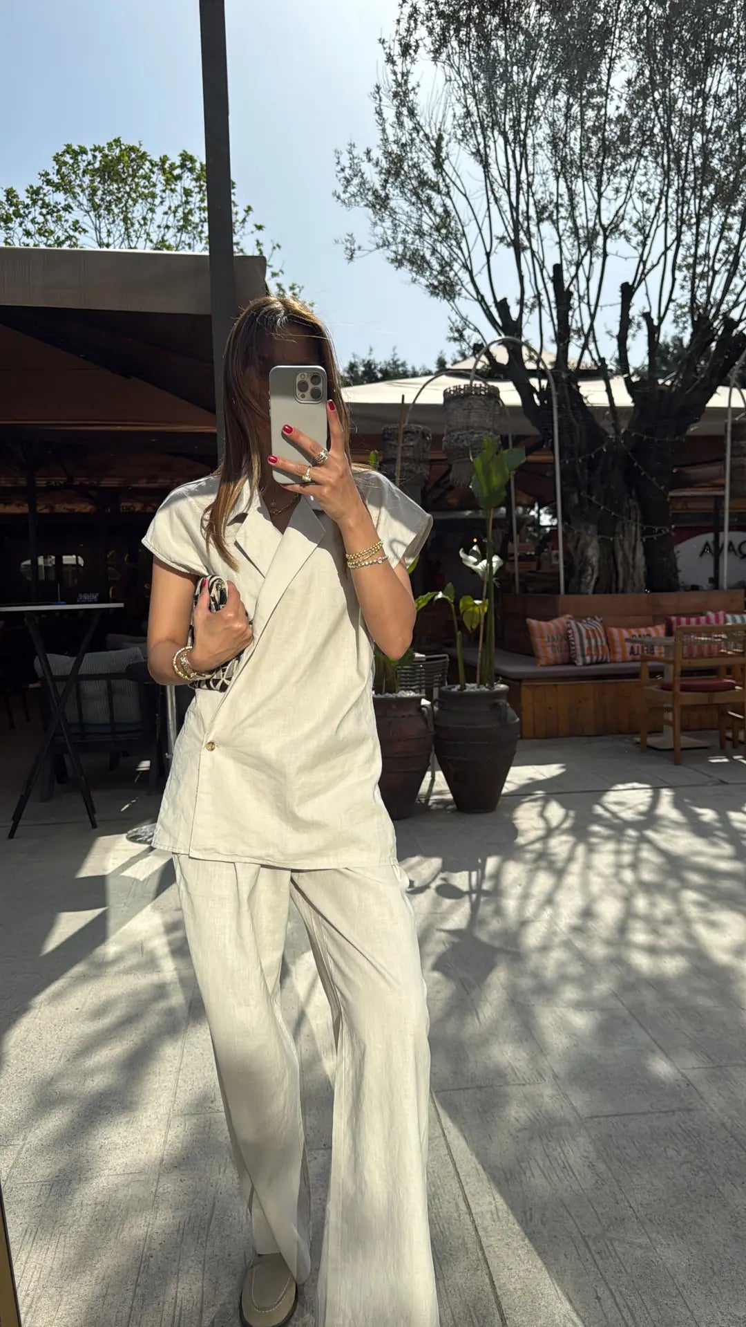 Zara model premium linen vest set